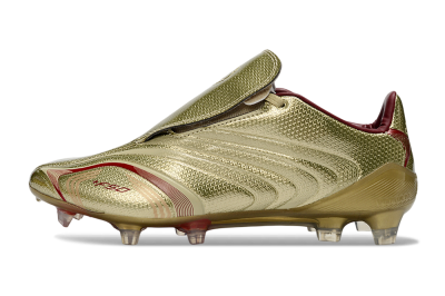 Adidas F50 Elite Laceless FG Firm Ground Soccer Cleats - Gold/Crimson Red/Metallic Finish