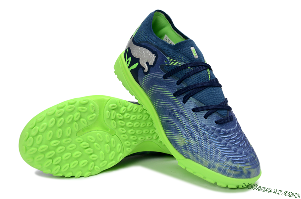 Puma Future 8 Ultimate TF Artificial Turf Soccer Shoes - Blue/Lime Green/Navy Blue 3