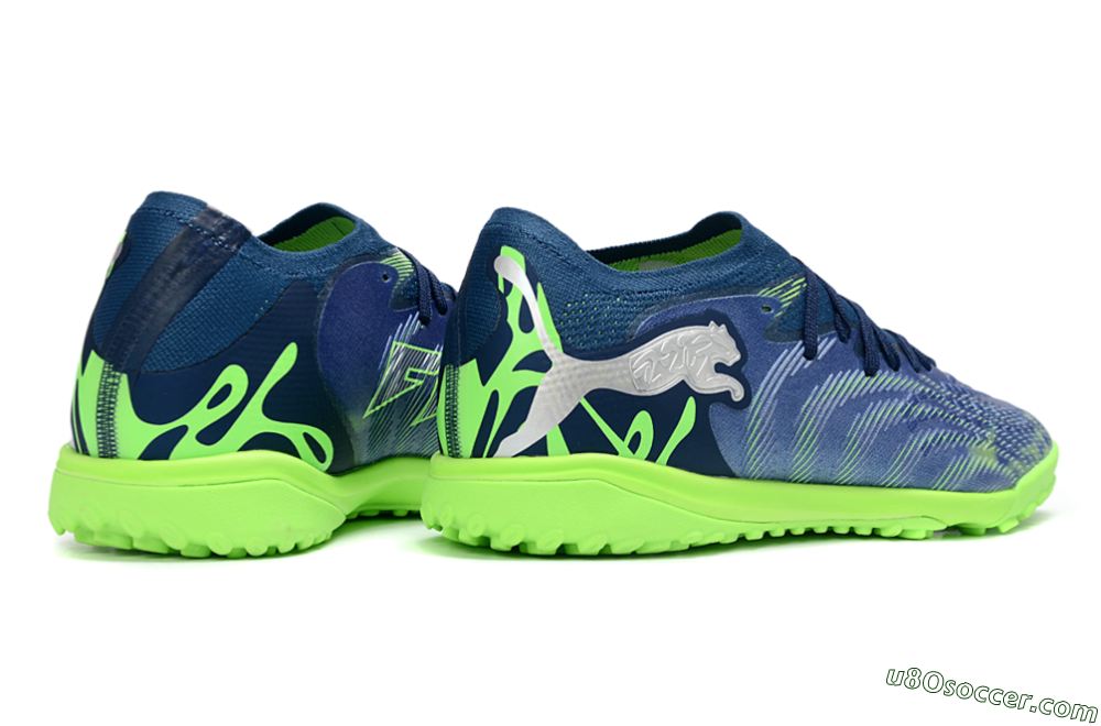 Puma Future 8 Ultimate TF Artificial Turf Soccer Shoes - Blue/Lime Green/Navy Blue 6