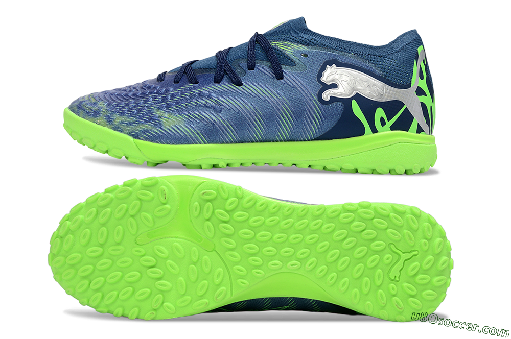 Puma Future 8 Ultimate TF Artificial Turf Soccer Shoes - Blue/Lime Green/Navy Blue 0