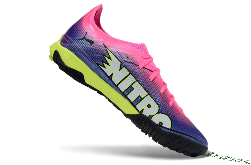 Puma Ultra Ultimate TF Artificial Turf Soccer Shoes - Pink/Neon Green/Deep Purple 4