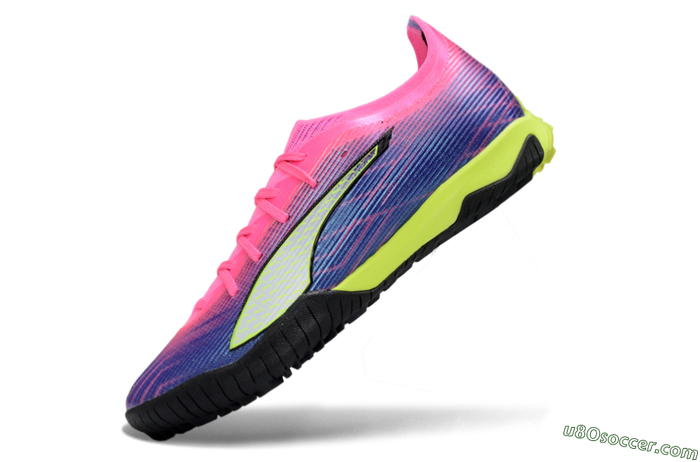 Puma Ultra Ultimate TF Artificial Turf Soccer Shoes - Pink/Neon Green/Deep Purple 5