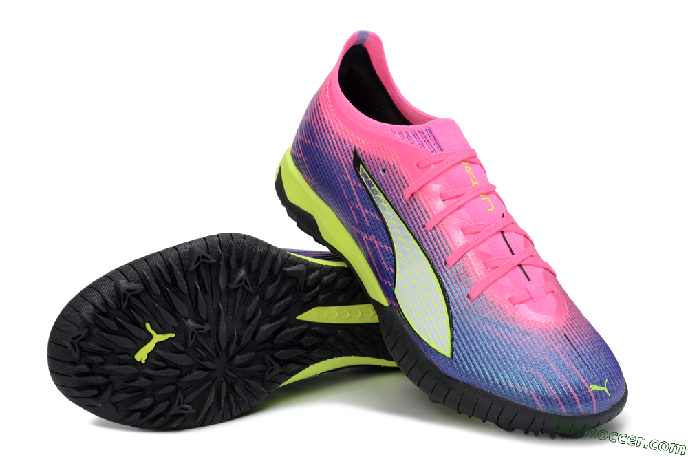Puma Ultra Ultimate TF Artificial Turf Soccer Shoes - Pink/Neon Green/Deep Purple 3