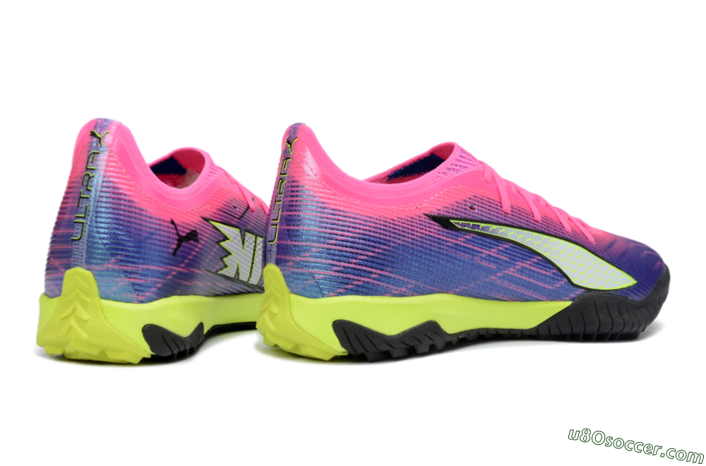 Puma Ultra Ultimate TF Artificial Turf Soccer Shoes - Pink/Neon Green/Deep Purple 6