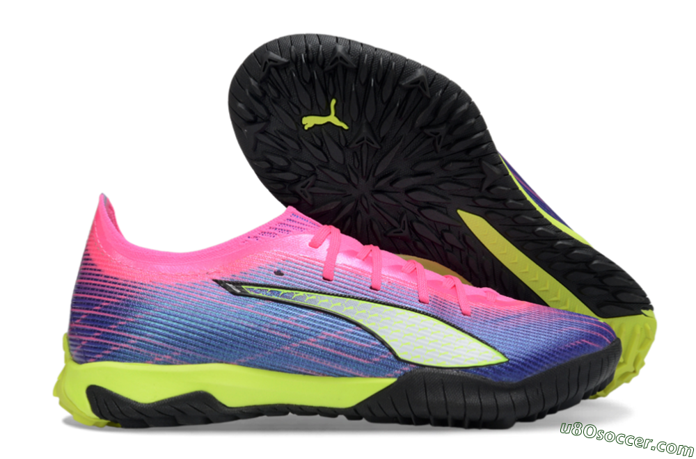 Puma Ultra Ultimate TF Artificial Turf Soccer Shoes - Pink/Neon Green/Deep Purple 1