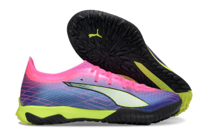 Puma Ultra Ultimate TF Artificial Turf Soccer Shoes - Pink/Neon Green/Deep Purple