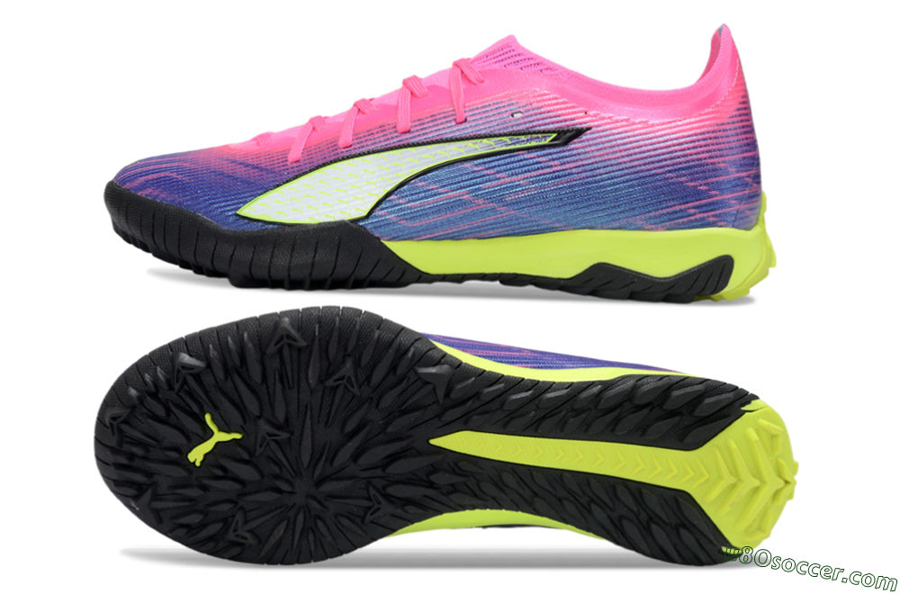 Puma Ultra Ultimate TF Artificial Turf Soccer Shoes - Pink/Neon Green/Deep Purple 0
