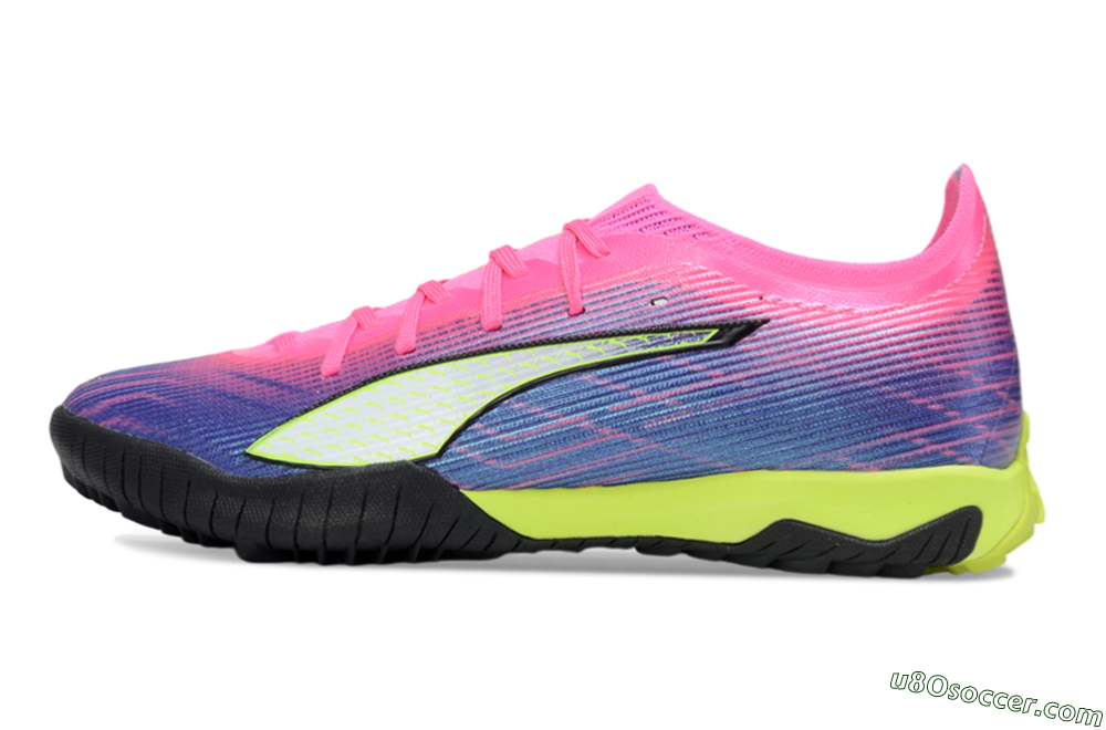Puma Ultra Ultimate TF Artificial Turf Soccer Shoes - Pink/Neon Green/Deep Purple 2
