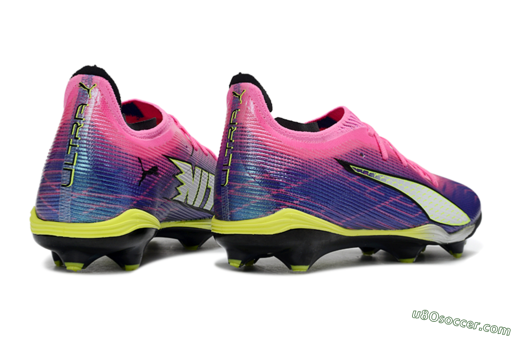 Puma Ultra Ultimate FG Firm Ground Soccer Cleats - Pink/Vibrant Purple/Sunny Lime 6