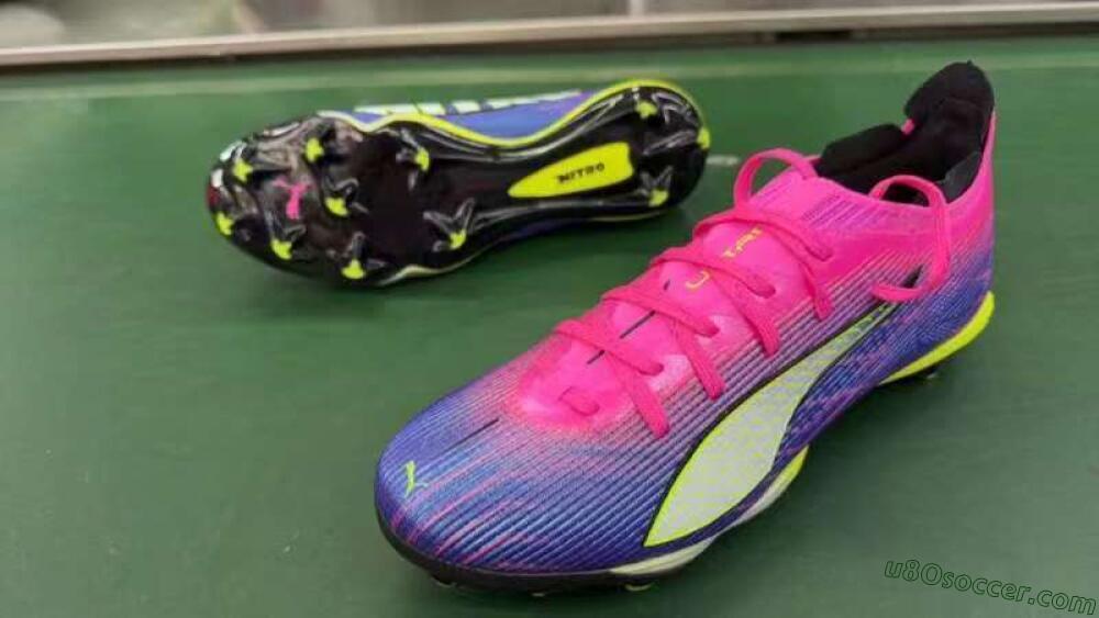 Puma Ultra Ultimate FG Firm Ground Soccer Cleats - Pink/Vibrant Purple/Sunny Lime