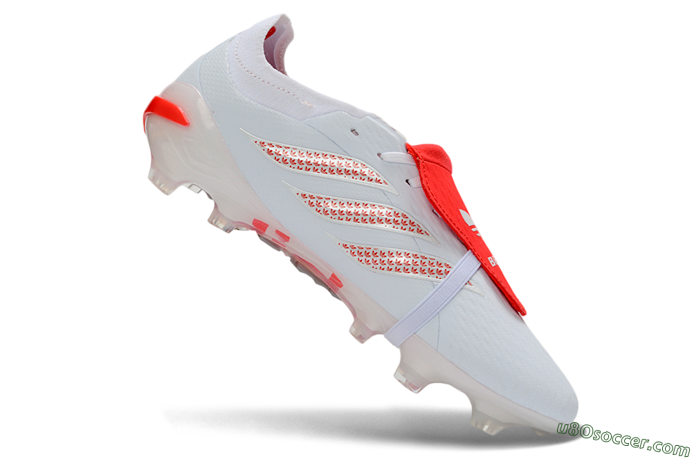 Adidas Predator 26 Elite Fold-Over Tongue FG Firm Ground Soccer Cleats - White/Solar Red/Cloud White 4