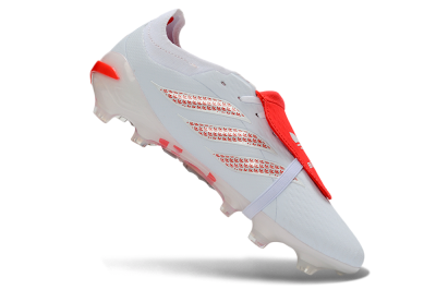 Adidas Predator 26 Elite Fold-Over Tongue FG Firm Ground Soccer Cleats - White/Solar Red/Cloud White