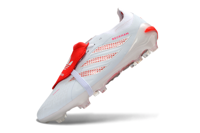 Adidas Predator 26 Elite Fold-Over Tongue FG Firm Ground Soccer Cleats - White/Solar Red/Cloud White