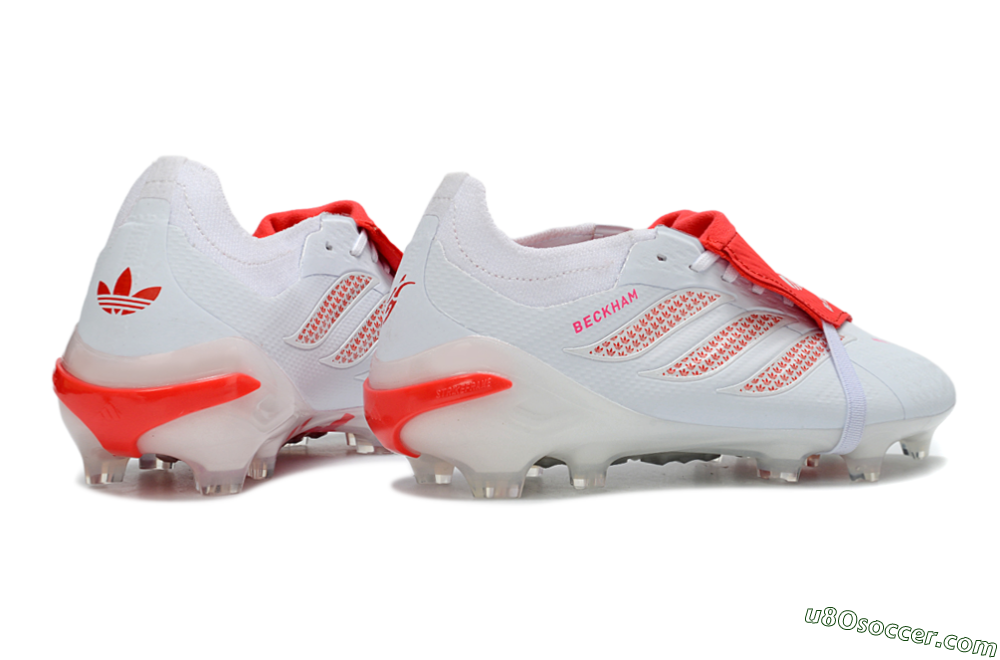 Adidas Predator 26 Elite Fold-Over Tongue FG Firm Ground Soccer Cleats - White/Solar Red/Cloud White 6