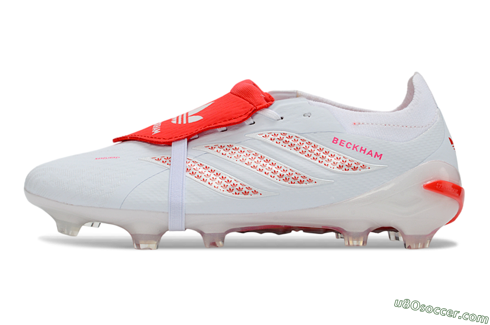 Adidas Predator 26 Elite Fold-Over Tongue FG Firm Ground Soccer Cleats - White/Solar Red/Cloud White 2