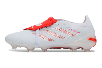 Adidas Predator 26 Elite Fold-Over Tongue FG Firm Ground Soccer Cleats - White/Solar Red/Cloud White