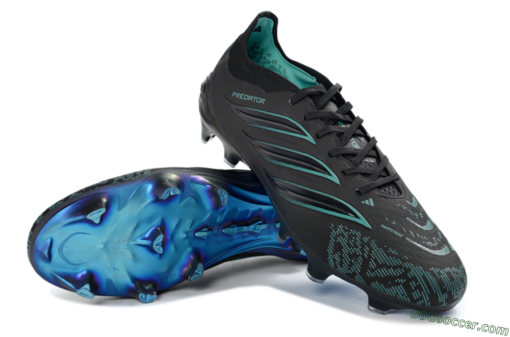 Adidas Predator 26 Elite FG Firm Ground Soccer Cleats - Black/Turquoise Blue/Deep Navy 4