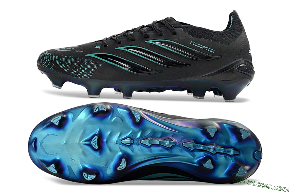 Adidas Predator 26 Elite FG Firm Ground Soccer Cleats - Black/Turquoise Blue/Deep Navy 0