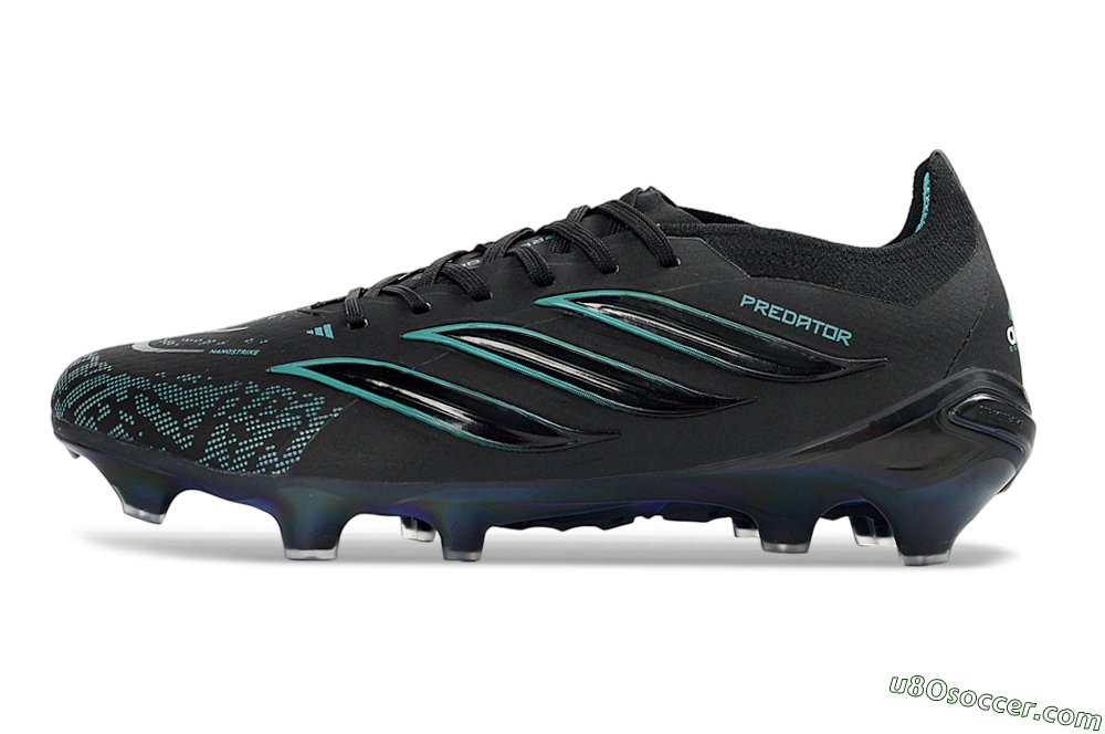 Adidas Predator 26 Elite FG Firm Ground Soccer Cleats - Black/Turquoise Blue/Deep Navy 2