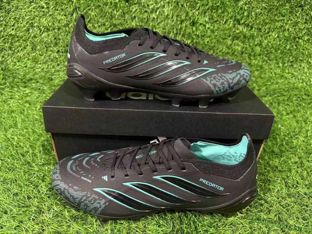 Adidas Predator 26 Elite FG Firm Ground Soccer Cleats - Black/Turquoise Blue/Deep Navy