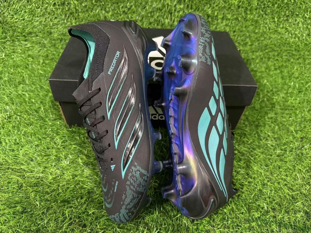 Adidas Predator 26 Elite FG Firm Ground Soccer Cleats - Black/Turquoise Blue/Deep Navy