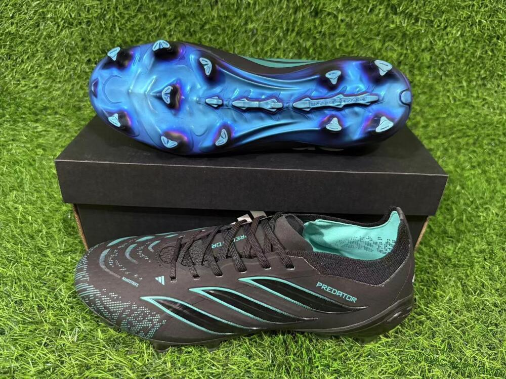 Adidas Predator 26 Elite FG Firm Ground Soccer Cleats - Black/Turquoise Blue/Deep Navy