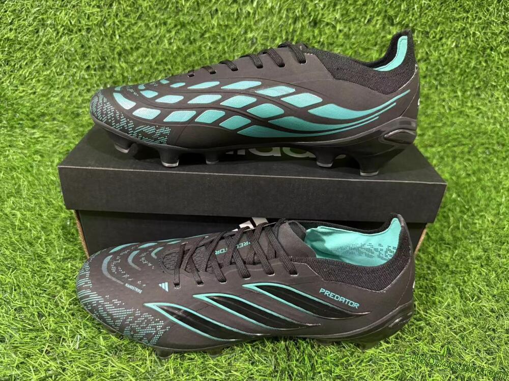 Adidas Predator 26 Elite FG Firm Ground Soccer Cleats - Black/Turquoise Blue/Deep Navy