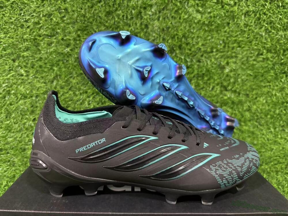Adidas Predator 26 Elite FG Firm Ground Soccer Cleats - Black/Turquoise Blue/Deep Navy