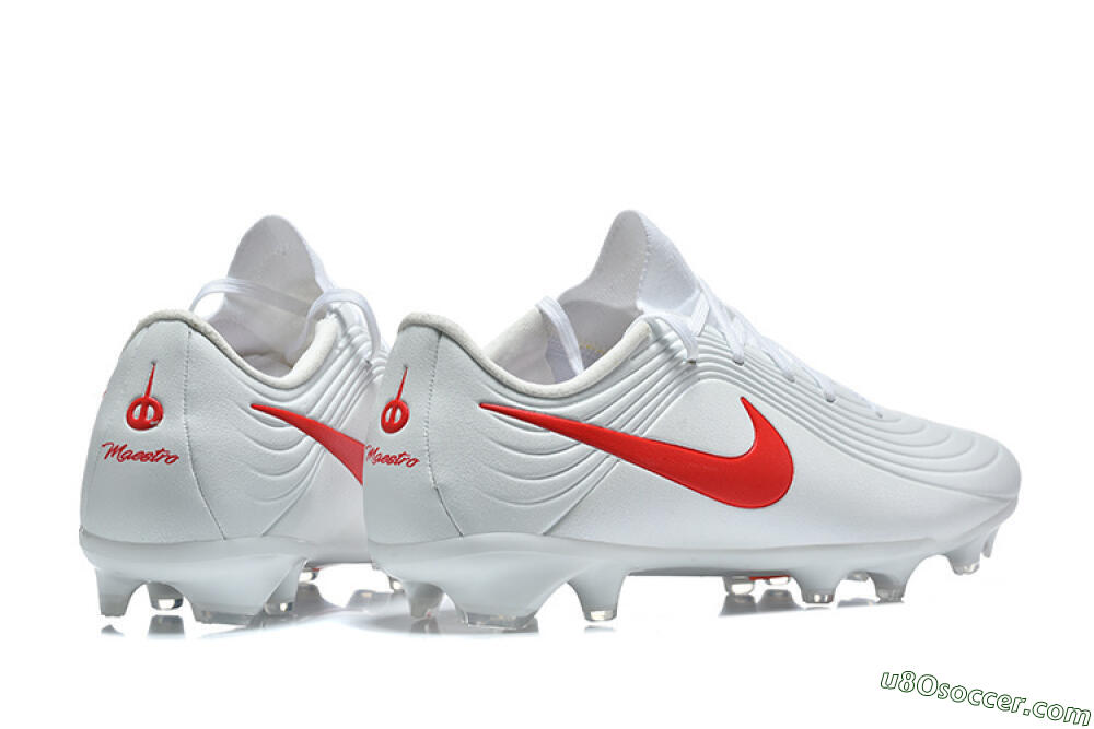 Nike Tiempo Legend 11 Elite FG Firm Ground Soccer Cleats - White/Bright Red/Muted Grey 9
