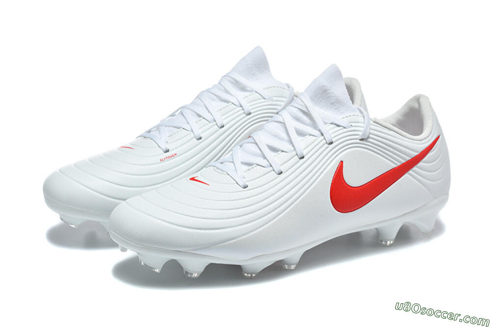 Nike Tiempo Legend 11 Elite FG Firm Ground Soccer Cleats - White/Bright Red/Muted Grey 5