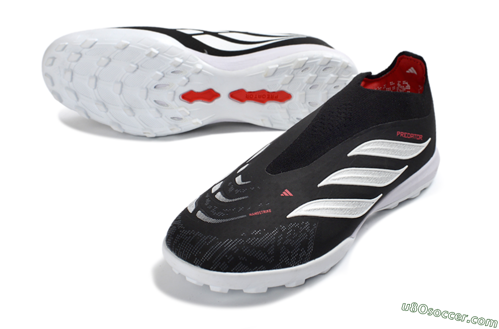 Adidas Predator 26 Elite Laceless TF Artificial Turf Soccer Shoes - Black/Electric Red/White 3