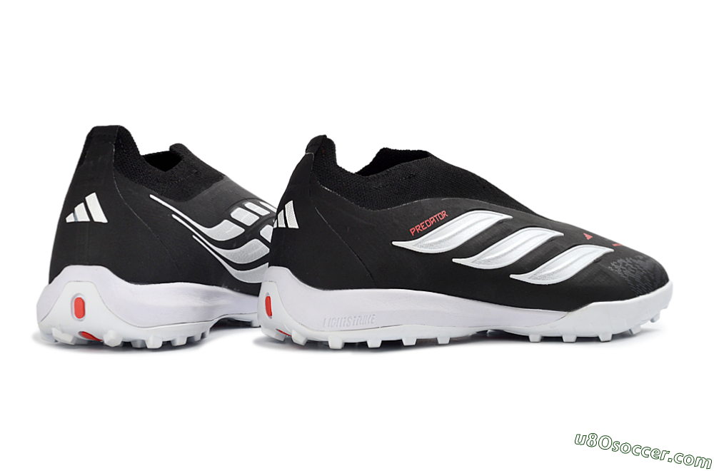 Adidas Predator 26 Elite Laceless TF Artificial Turf Soccer Shoes - Black/Electric Red/White 7