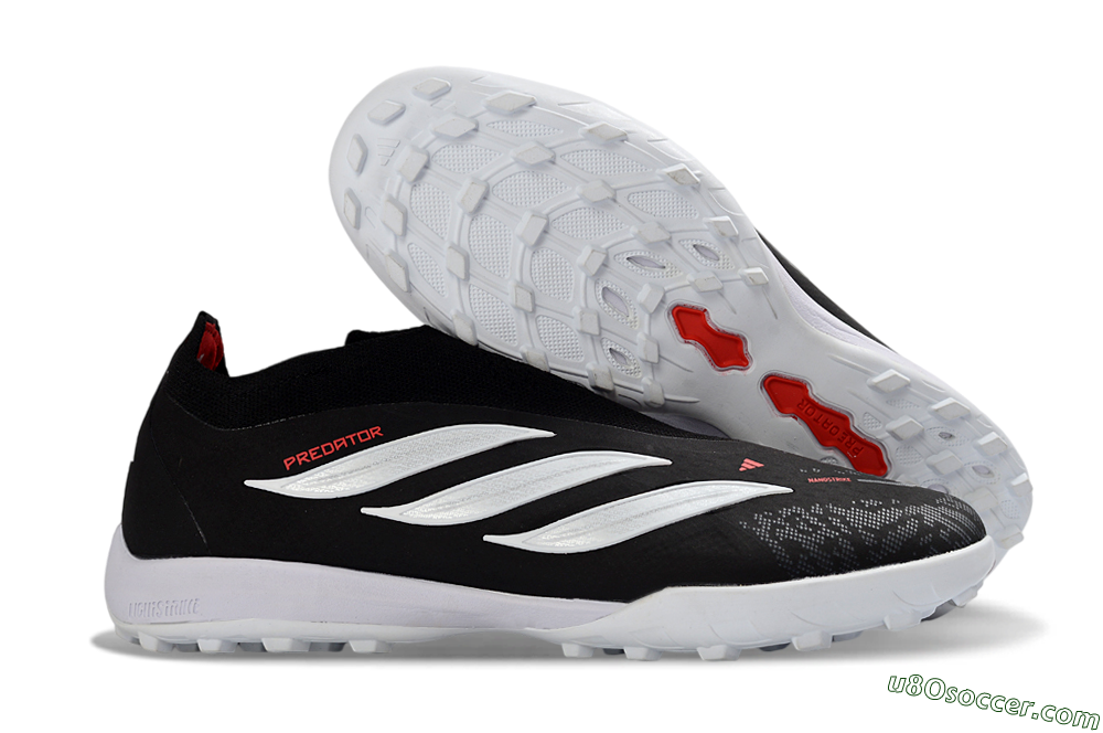 Adidas Predator 26 Elite Laceless TF Artificial Turf Soccer Shoes - Black/Electric Red/White 1