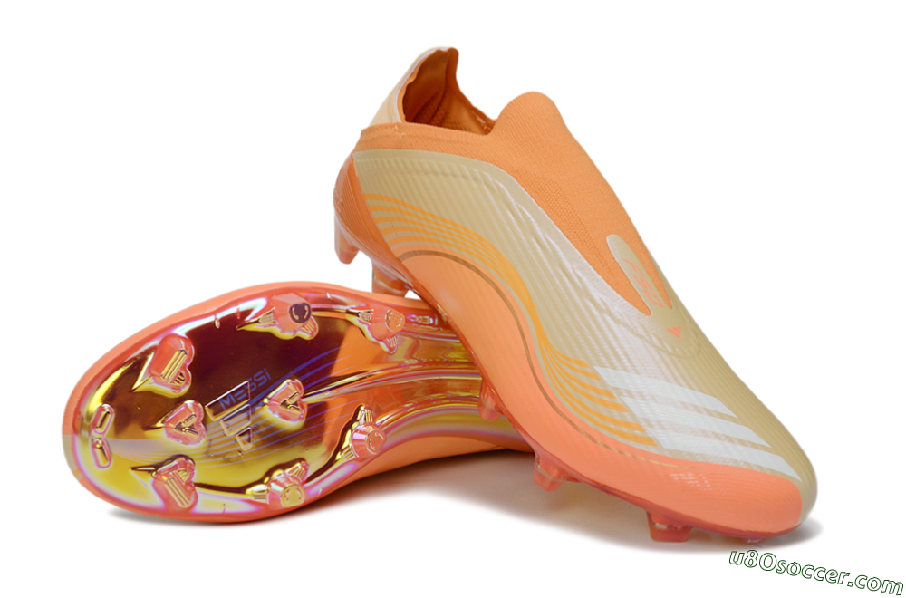 Messi x Adidas F50 Elite Laceless FG Firm Ground Soccer Cleats - Orange/Sunset Glow/Golden Shine 4