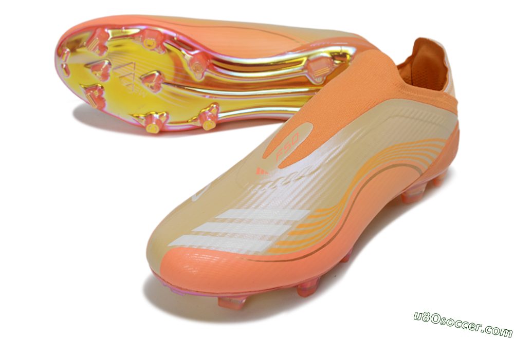 Messi x Adidas F50 Elite Laceless FG Firm Ground Soccer Cleats - Orange/Sunset Glow/Golden Shine 3