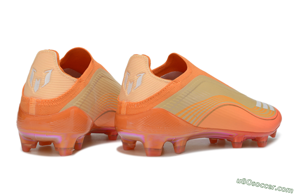 Messi x Adidas F50 Elite Laceless FG Firm Ground Soccer Cleats - Orange/Sunset Glow/Golden Shine 7