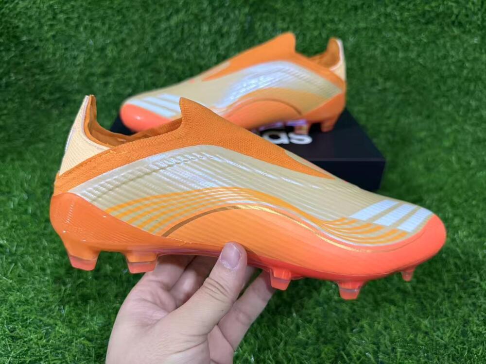 Messi x Adidas F50 Elite Laceless FG Firm Ground Soccer Cleats - Orange/Sunset Glow/Golden Shine