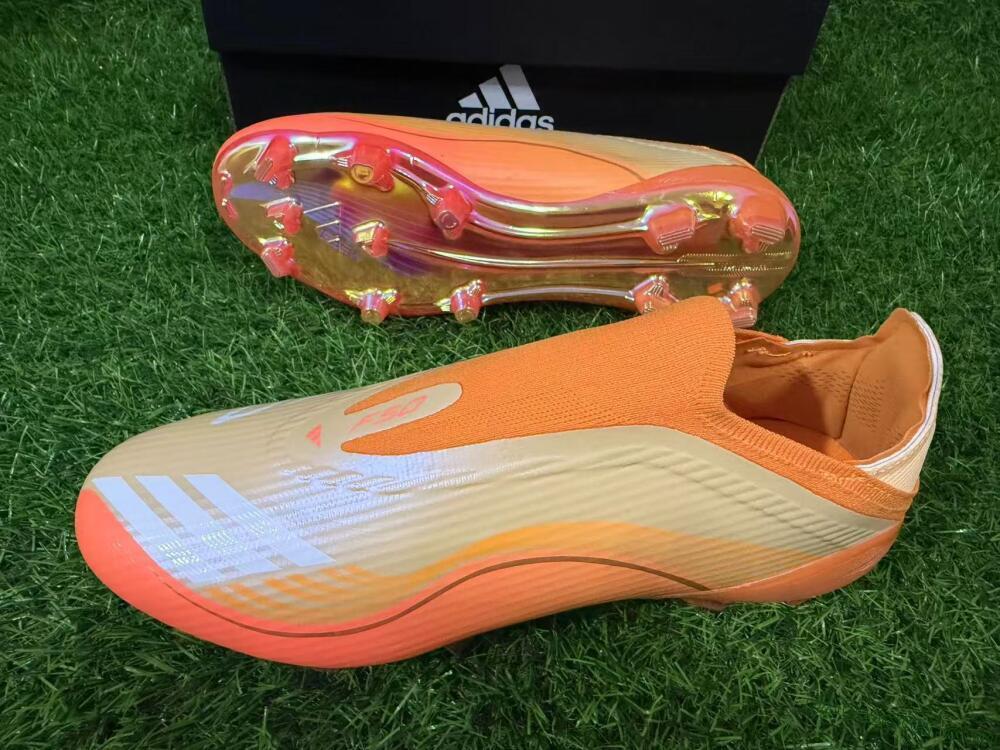 Messi x Adidas F50 Elite Laceless FG Firm Ground Soccer Cleats - Orange/Sunset Glow/Golden Shine