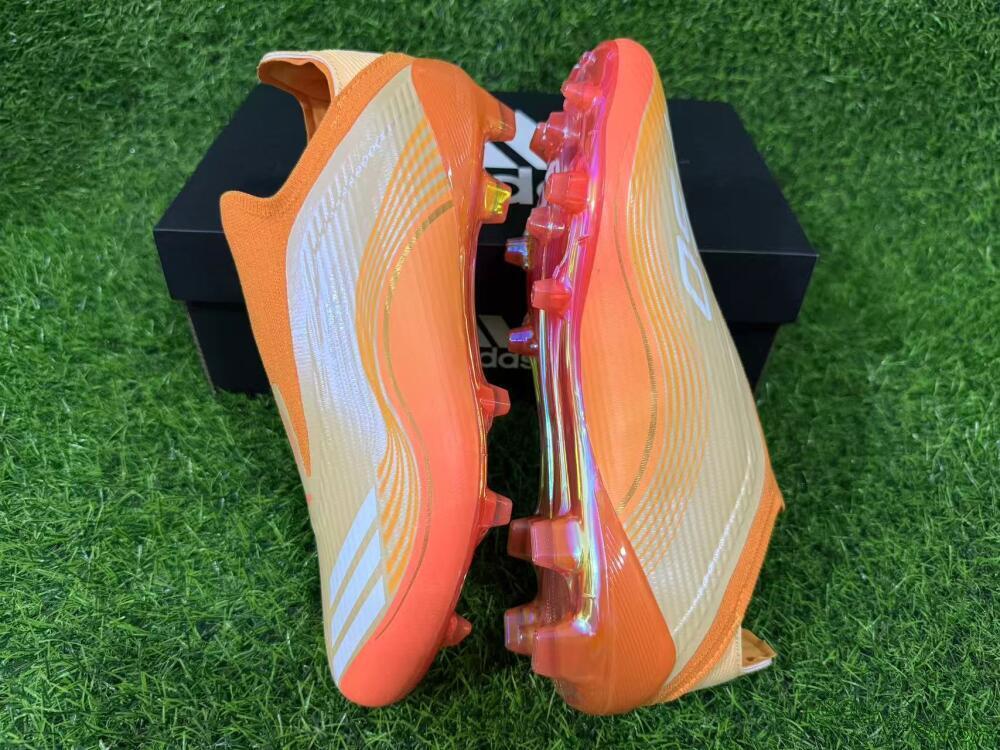 Messi x Adidas F50 Elite Laceless FG Firm Ground Soccer Cleats - Orange/Sunset Glow/Golden Shine