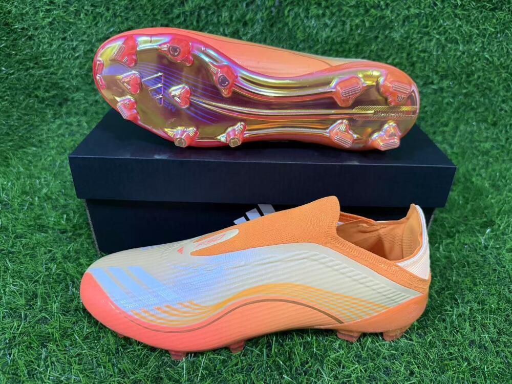 Messi x Adidas F50 Elite Laceless FG Firm Ground Soccer Cleats - Orange/Sunset Glow/Golden Shine