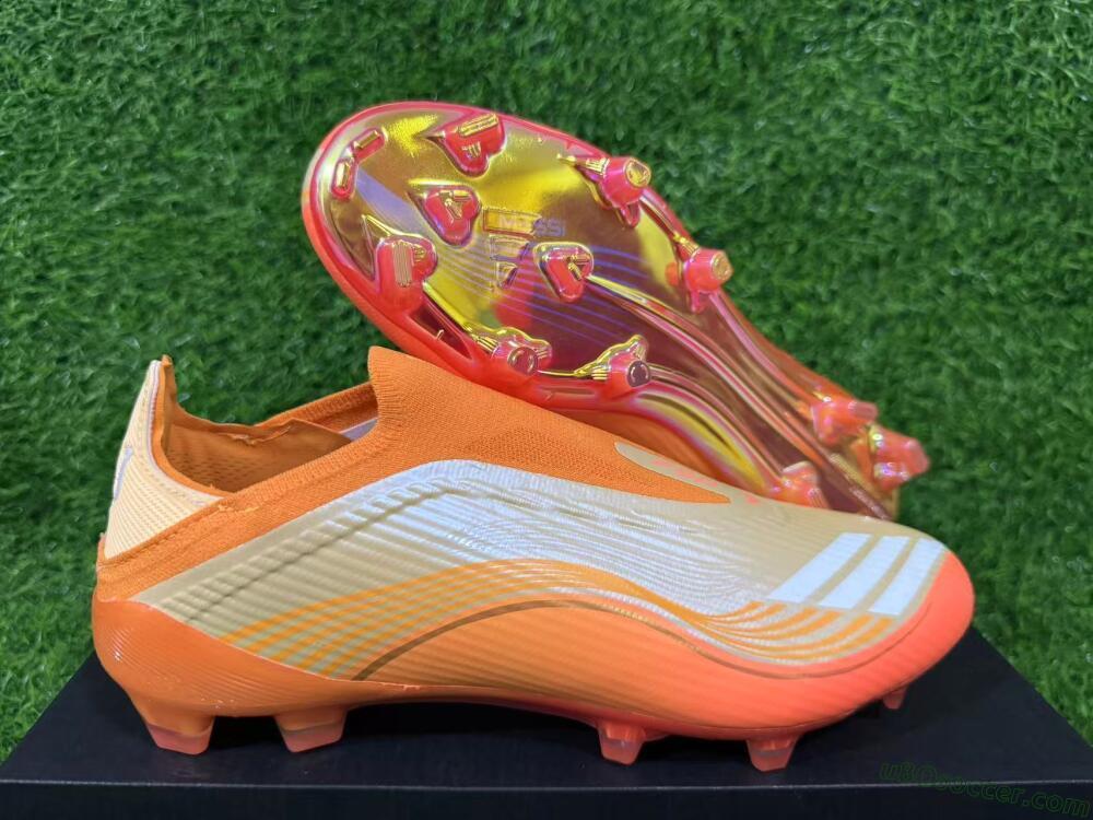 Messi x Adidas F50 Elite Laceless FG Firm Ground Soccer Cleats - Orange/Sunset Glow/Golden Shine
