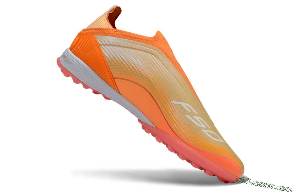 Messi x Adidas F50 Elite Laceless TF Artificial Turf Soccer Shoes - Orange/Coral Orange/Sandy Peach 5