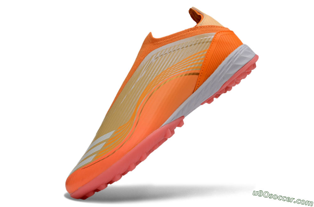 Messi x Adidas F50 Elite Laceless TF Artificial Turf Soccer Shoes - Orange/Coral Orange/Sandy Peach 6