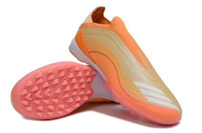 Messi x Adidas F50 Elite Laceless TF Artificial Turf Soccer Shoes - Orange/Coral Orange/Sandy Peach