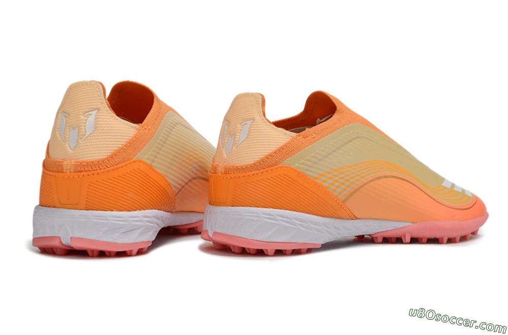 Messi x Adidas F50 Elite Laceless TF Artificial Turf Soccer Shoes - Orange/Coral Orange/Sandy Peach 7