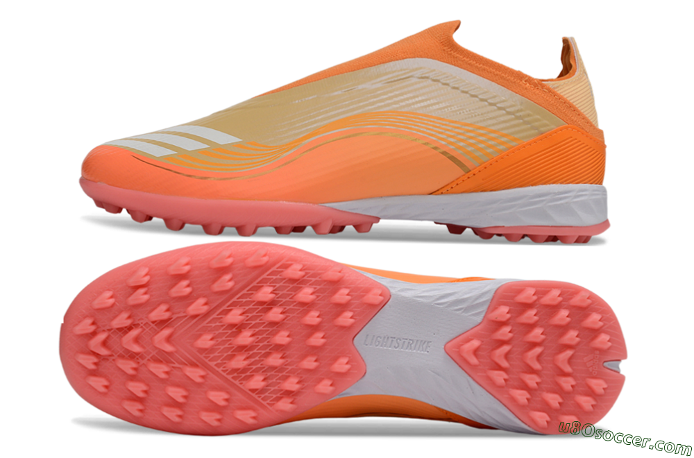 Messi x Adidas F50 Elite Laceless TF Artificial Turf Soccer Shoes - Orange/Coral Orange/Sandy Peach 0