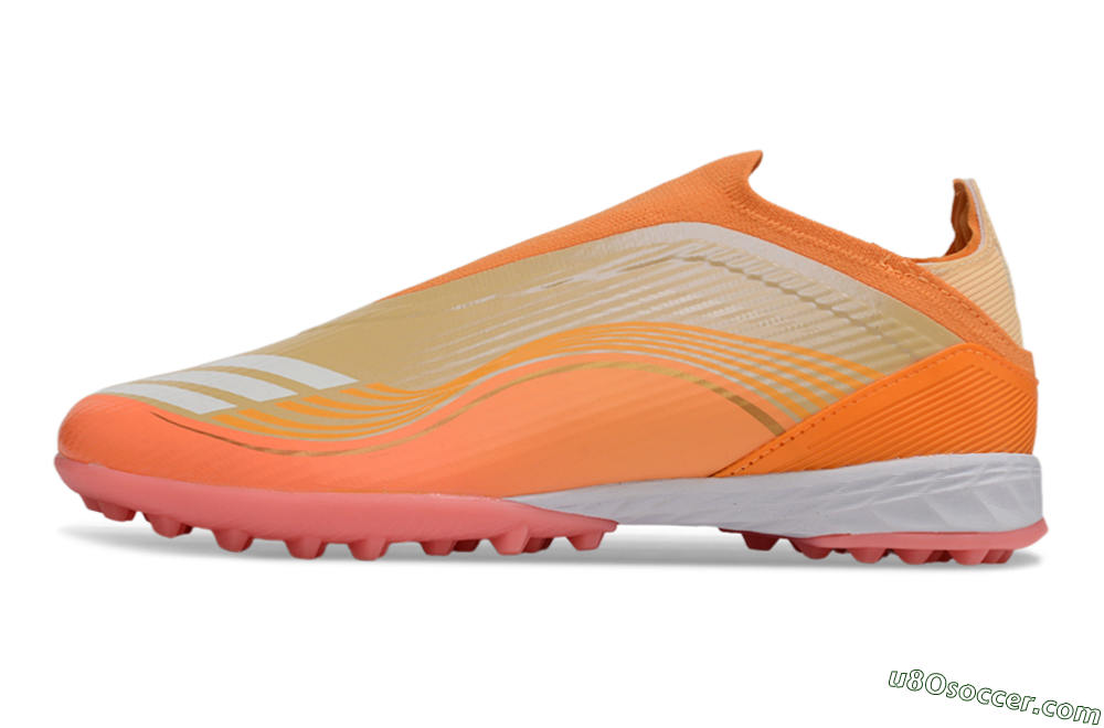 Messi x Adidas F50 Elite Laceless TF Artificial Turf Soccer Shoes - Orange/Coral Orange/Sandy Peach 2