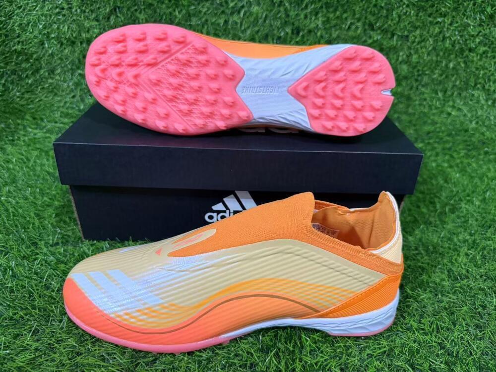 Messi x Adidas F50 Elite Laceless TF Artificial Turf Soccer Shoes - Orange/Coral Orange/Sandy Peach