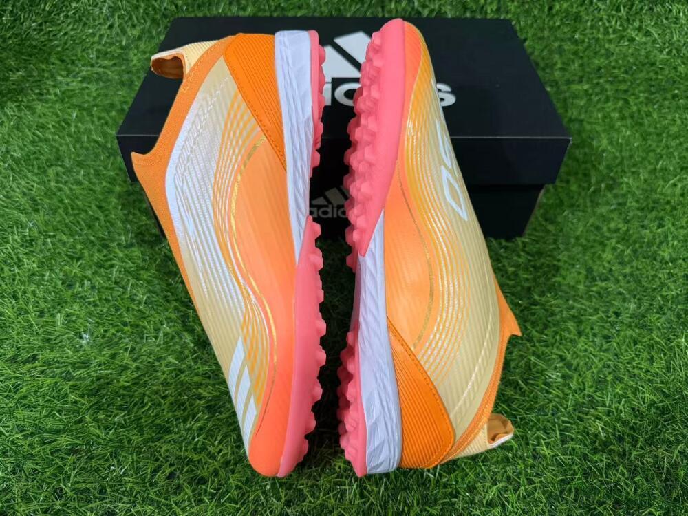 Messi x Adidas F50 Elite Laceless TF Artificial Turf Soccer Shoes - Orange/Coral Orange/Sandy Peach