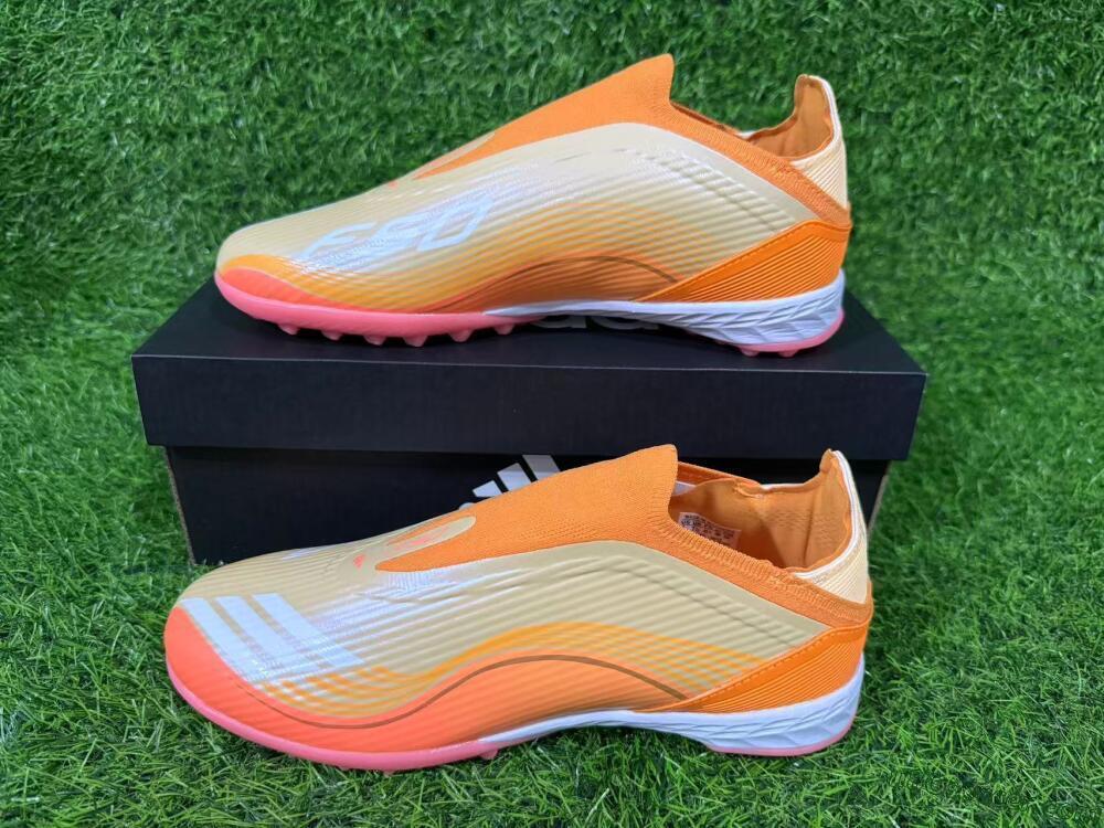 Messi x Adidas F50 Elite Laceless TF Artificial Turf Soccer Shoes - Orange/Coral Orange/Sandy Peach
